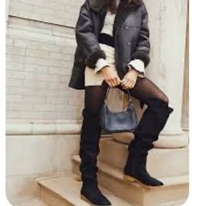 Free People Banks Over The Knee Boot Womens Shoe Black Leather EU Size 37